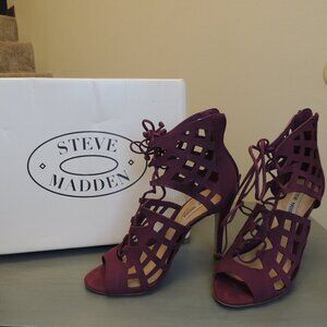 Steve Madden Sedduce Purple Nubuck Lace-Up Cutout Heels Size 8